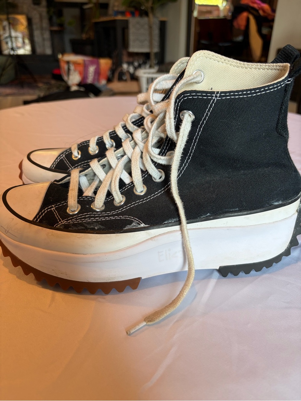 Converse Black and Cream Platform High-Top Sneakers
